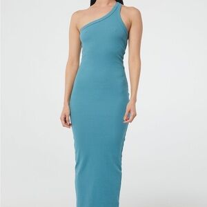 NWT The Line by K One-Shoulder Gael Dress in Ozune Blue